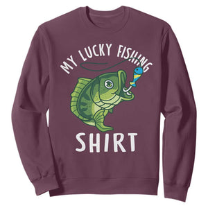 Lucky Fishing Sweatshirt Funny Fisherman Fish Lovers TS10 Maroon Print Your Wear