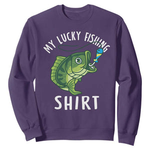 Lucky Fishing Sweatshirt Funny Fisherman Fish Lovers TS10 Purple Print Your Wear