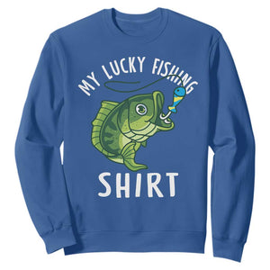 Lucky Fishing Sweatshirt Funny Fisherman Fish Lovers TS10 Royal Blue Print Your Wear