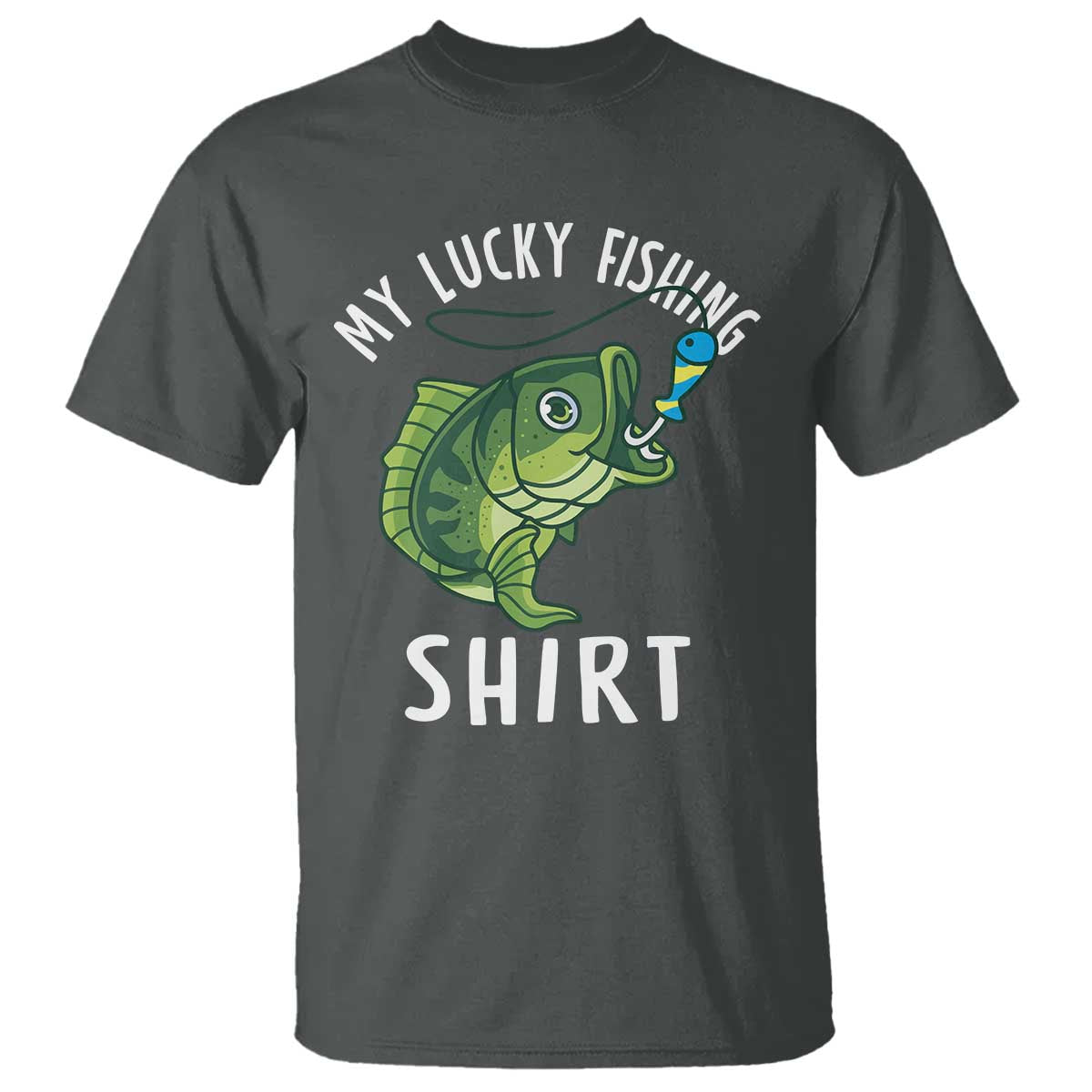 Lucky Fishing T Shirt Funny Fisherman Fish Lovers TS10 Dark Heather Print Your Wear
