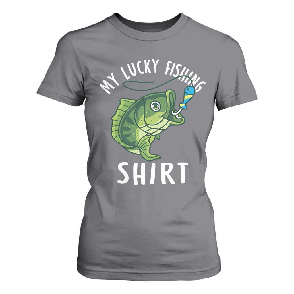 Lucky Fishing T Shirt For Women Funny Fisherman Fish Lovers TS10 Charcoal Print Your Wear