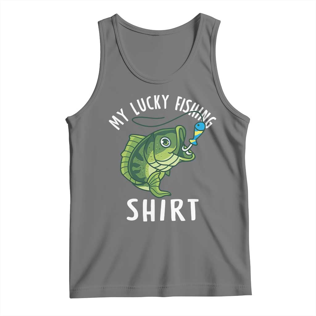 Lucky Fishing Tank Top Funny Fisherman Fish Lovers TS10 Black Heather Print Your Wear