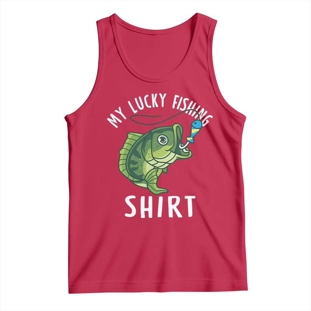 Lucky Fishing Tank Top Funny Fisherman Fish Lovers TS10 Red Print Your Wear