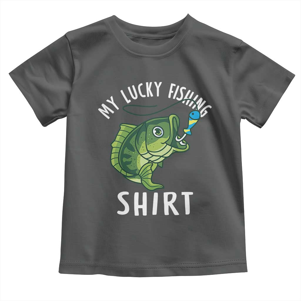 Lucky Fishing Toddler T Shirt Funny Fisherman Fish Lovers TS10 Dark Heather Print Your Wear