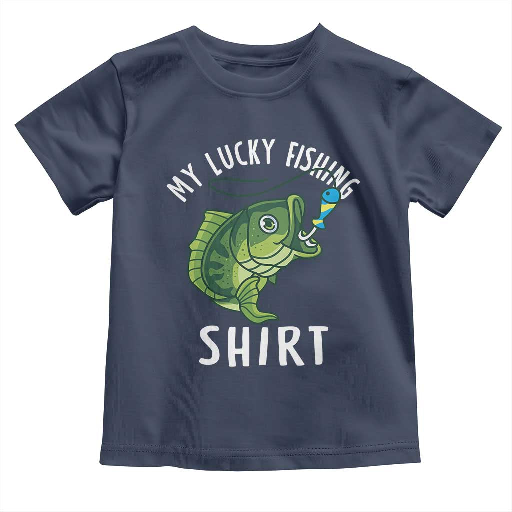 Lucky Fishing Toddler T Shirt Funny Fisherman Fish Lovers TS10 Navy Print Your Wear