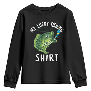 Lucky Fishing Youth Sweatshirt Funny Fisherman Fish Lovers TS10 Black Print Your Wear