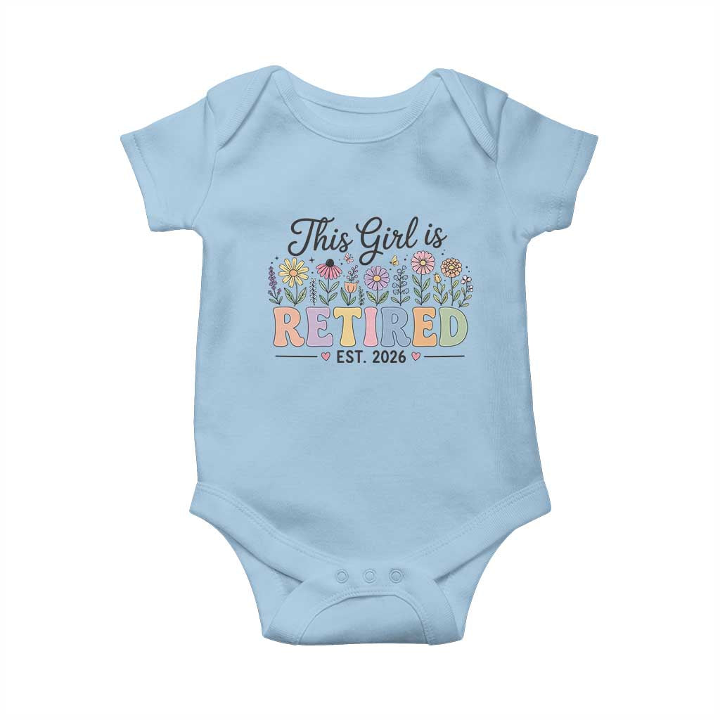 Retirement Gift For Her Baby Onesie This Girl Is Retired 2026 Floral Grandma Mom Teacher Coworker TS10 Light Blue Print Your Wear