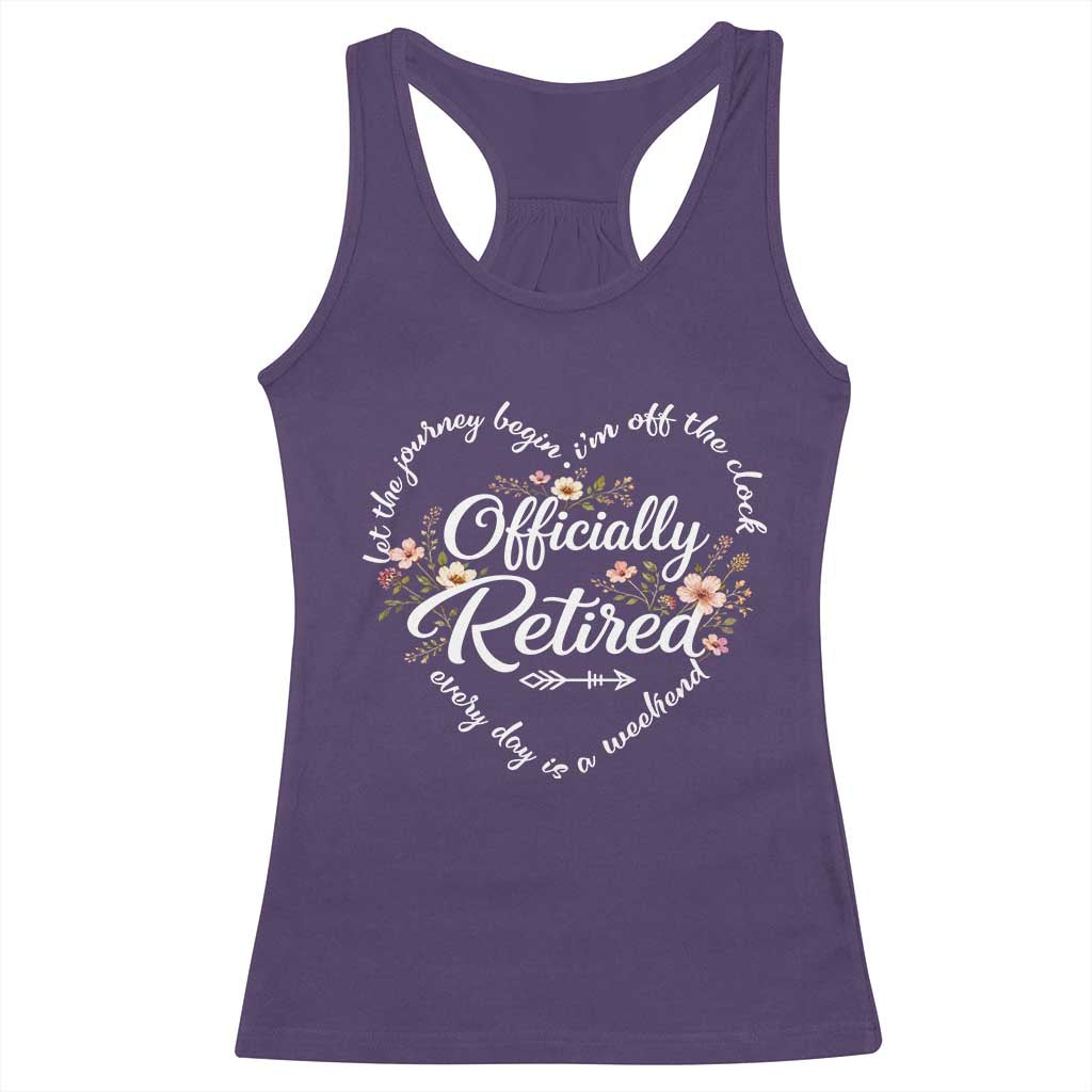 Officially Retired Racerback Tank Top Floral Teacher Retirement Coworker Gift Let The Journey Begin TS10 Purple Print Your Wear