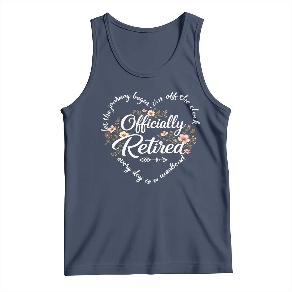 Officially Retired Tank Top Floral Teacher Retirement Coworker Gift Let The Journey Begin TS10 Navy Print Your Wear