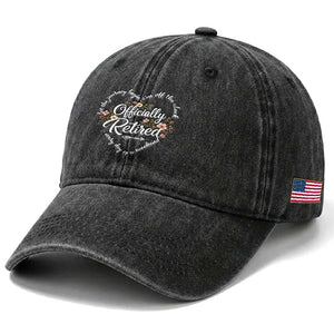 Officially Retired Washed Cotton Baseball Cap Floral Teacher Retirement Coworker Gift Let The Journey Begin TS10 Print Your Wear