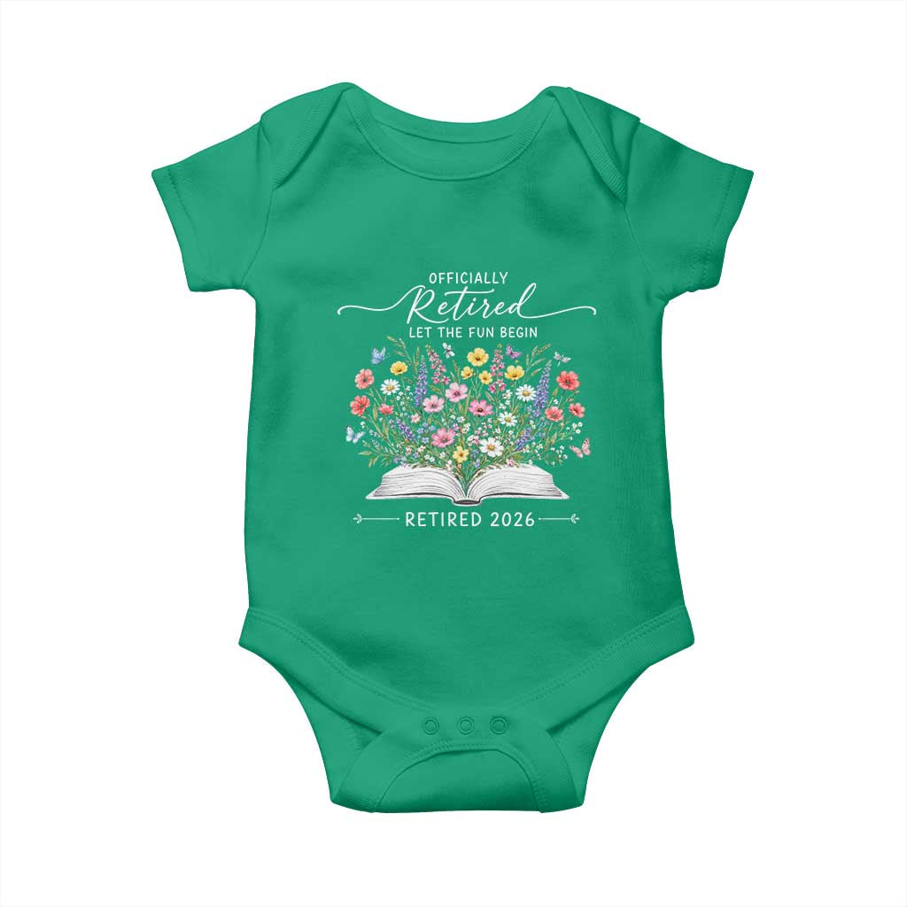 Officially Retired Baby Onesie Floral Teacher Retirement Coworker Gift Let The Fun Begin TS10 Irish Green Print Your Wear
