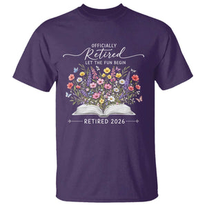 Officially Retired T Shirt Floral Teacher Retirement Coworker Gift Let The Fun Begin TS10 Purple Print Your Wear