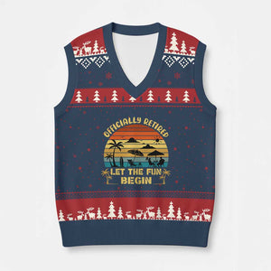 Retirement 2026 V-Neck Knit Sweater Vest Officially Retired Let The Fun Begin Retro TS10 Navy Red Print Your Wear