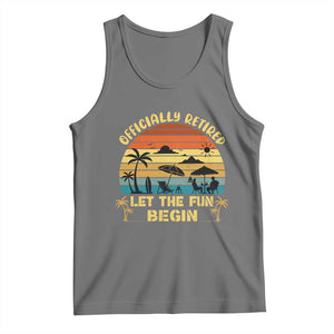 Retirement 2026 Tank Top Officially Retired Let The Fun Begin Retro TS10 Black Heather Print Your Wear
