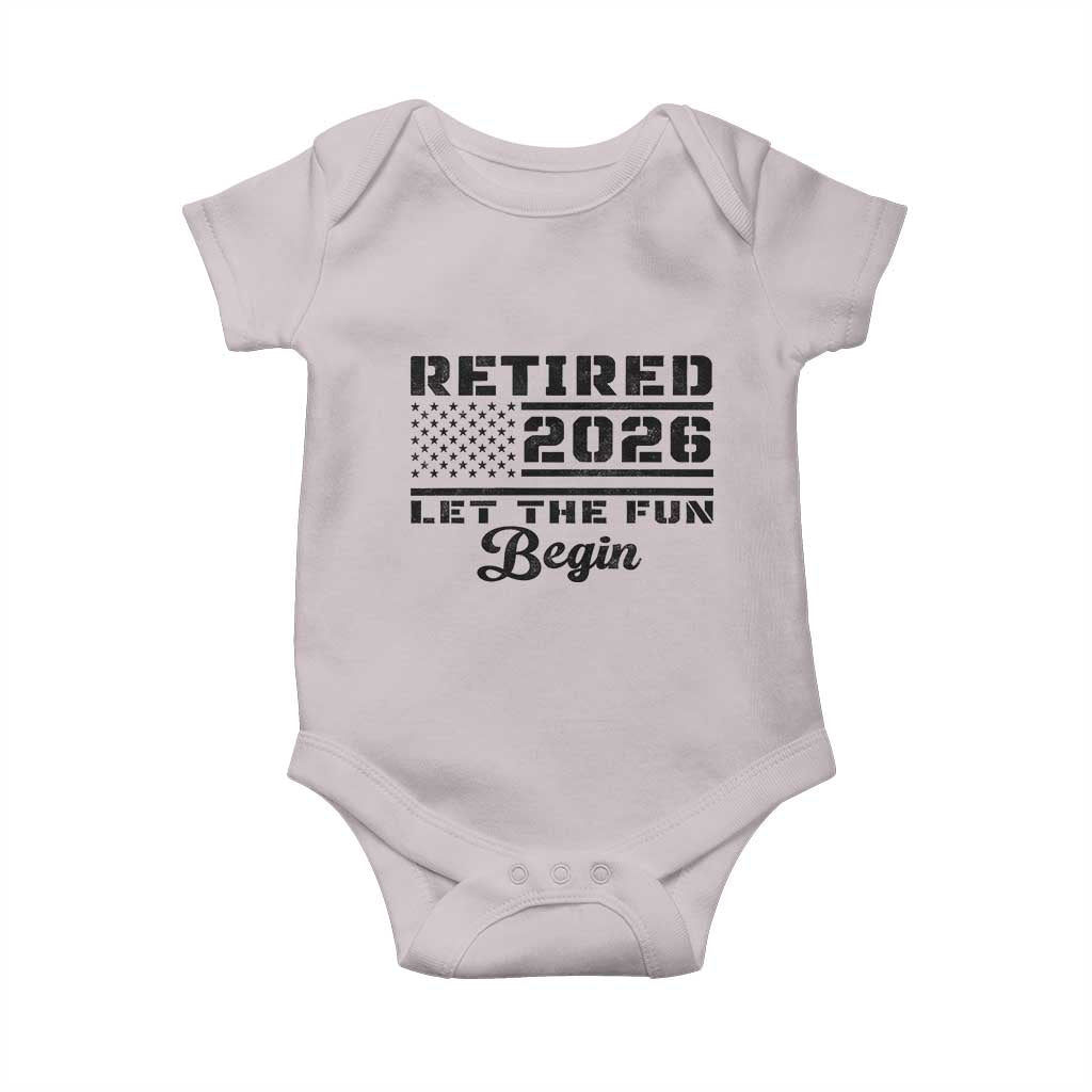 Retirement 2026 Baby Onesie Cool Retired Gift American Flag TS10 Ice Gray Print Your Wear