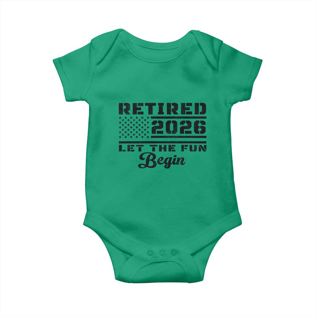 Retirement 2026 Baby Onesie Cool Retired Gift American Flag TS10 Irish Green Print Your Wear