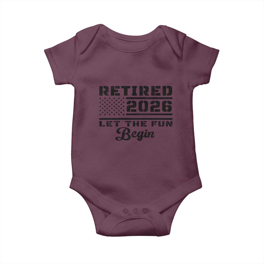 Retirement 2026 Baby Onesie Cool Retired Gift American Flag TS10 Maroon Print Your Wear