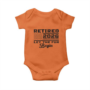Retirement 2026 Baby Onesie Cool Retired Gift American Flag TS10 Orange Print Your Wear