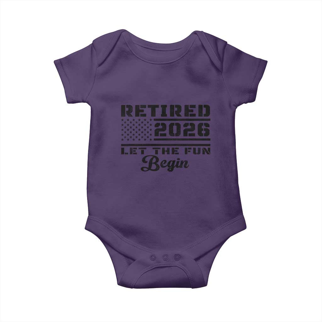 Retirement 2026 Baby Onesie Cool Retired Gift American Flag TS10 Purple Print Your Wear