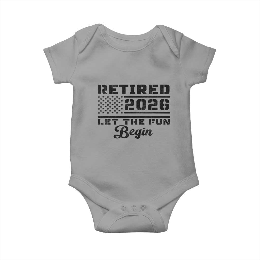 Retirement 2026 Baby Onesie Cool Retired Gift American Flag TS10 Sport Gray Print Your Wear