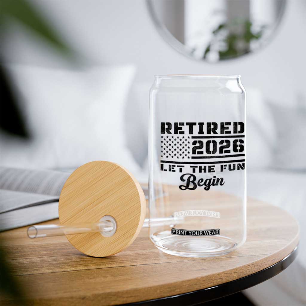 Retirement 2026 Glass Can Cool Retired Gift American Flag TS10 Print Your Wear