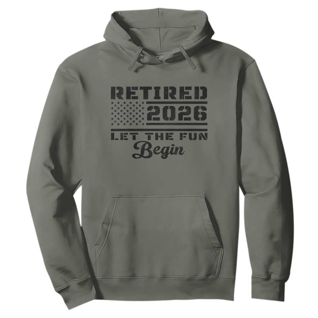 Retirement 2026 Hoodie Cool Retired Gift American Flag TS10 Military Green Print Your Wear