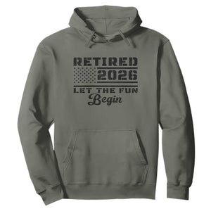 Retirement 2026 Hoodie Cool Retired Gift American Flag TS10 Military Green Print Your Wear