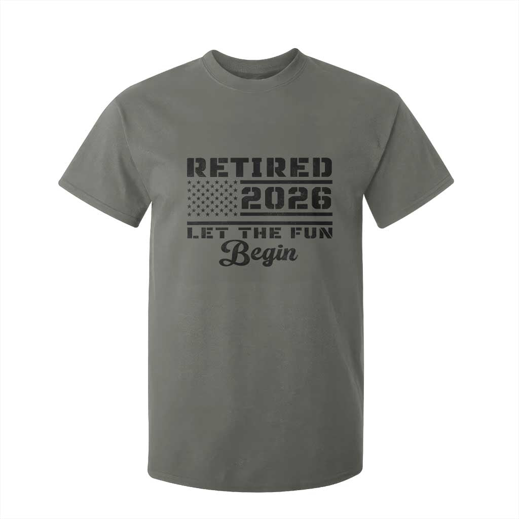 Retirement 2026 T Shirt For Kid Cool Retired Gift American Flag TS10 Military Green Print Your Wear