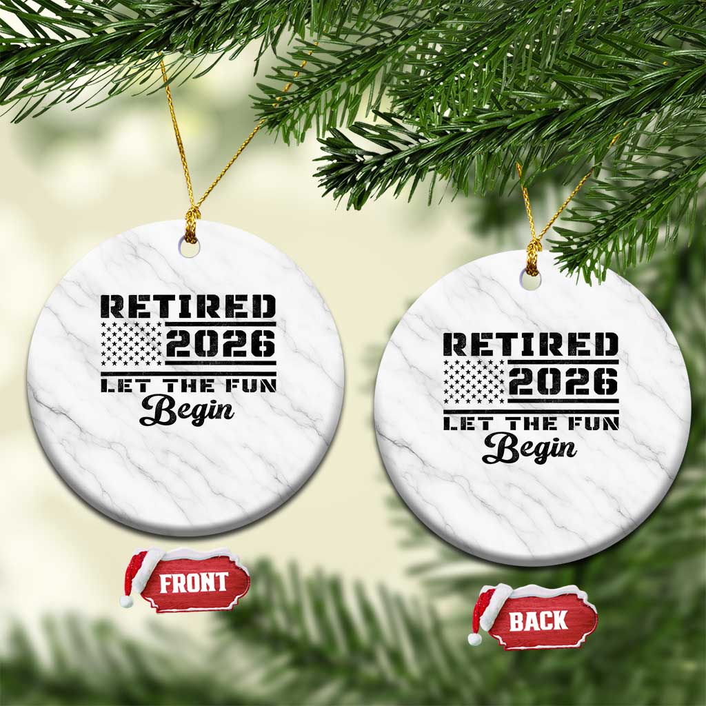 Retirement 2026 Ceramic Ornament Cool Retired Gift American Flag TS10 1pc White Marble Print Your Wear
