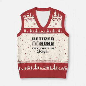 Retirement 2026 V-Neck Knit Sweater Vest Cool Retired Gift American Flag TS10 Beige Red Print Your Wear