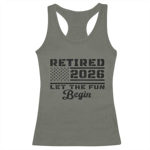 Retirement 2026 Racerback Tank Top Cool Retired Gift American Flag TS10 Military Green Print Your Wear