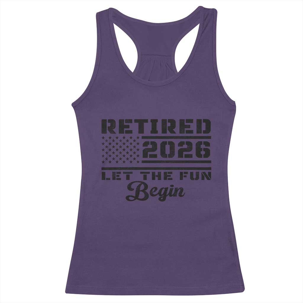 Retirement 2026 Racerback Tank Top Cool Retired Gift American Flag TS10 Purple Print Your Wear