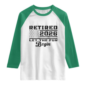 Retirement 2026 Raglan Shirt Cool Retired Gift American Flag TS10 White Kelly Green Print Your Wear