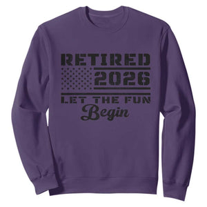 Retirement 2026 Sweatshirt Cool Retired Gift American Flag TS10 Purple Print Your Wear