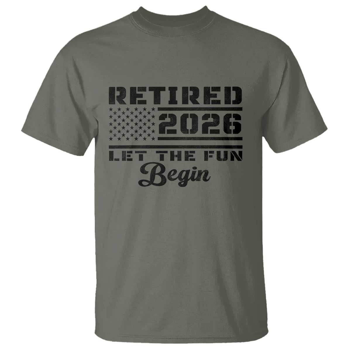 Retirement 2026 T Shirt Cool Retired Gift American Flag TS10 Military Green Print Your Wear