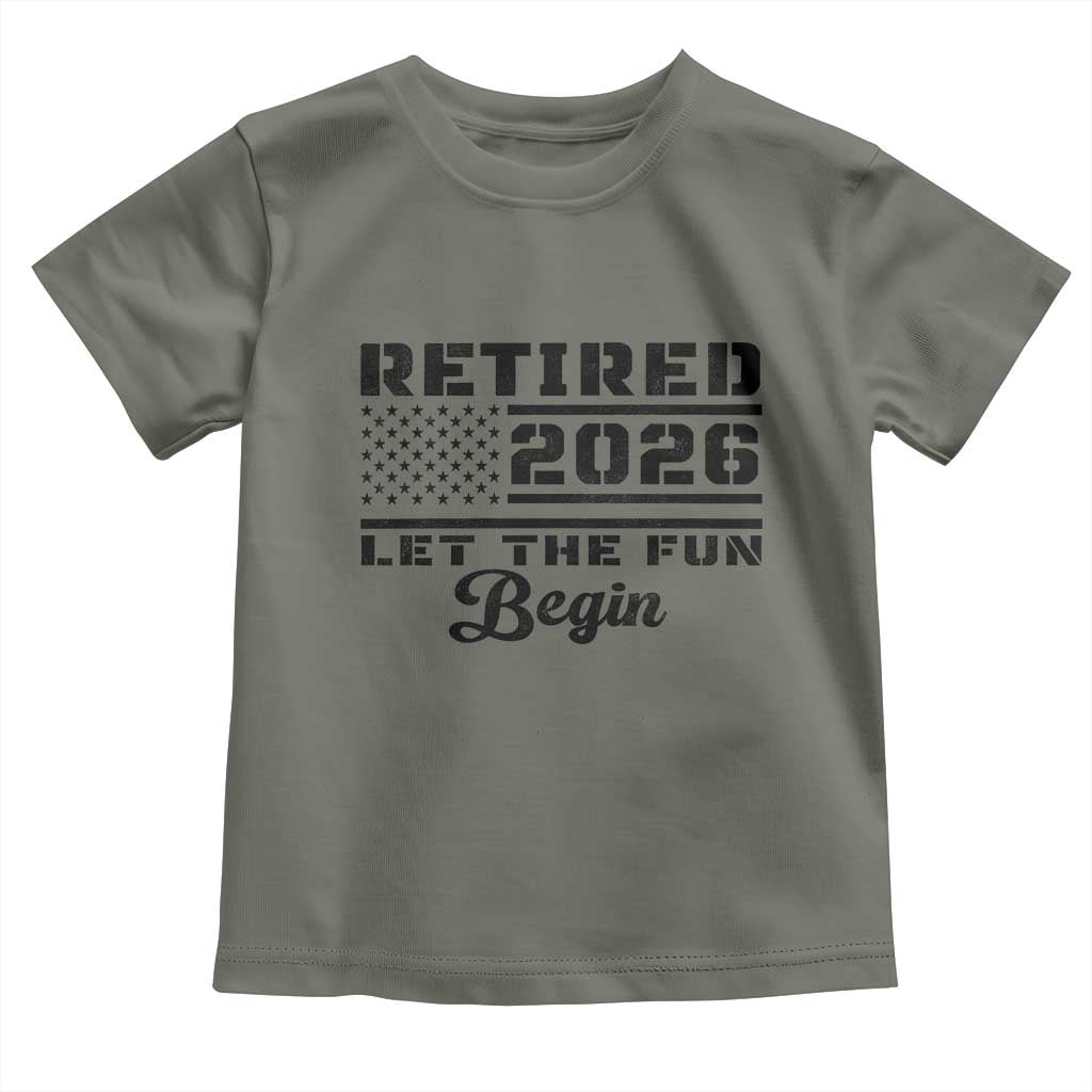 Retirement 2026 Toddler T Shirt Cool Retired Gift American Flag TS10 Military Green Print Your Wear