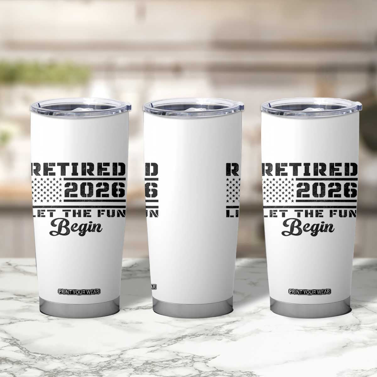 Retirement 2026 Tumbler Cup Cool Retired Gift American Flag TS10 Print Your Wear