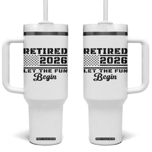 Retirement 2026 Tumbler With Handle Cool Retired Gift American Flag TS10 One Size: 40 oz White Print Your Wear