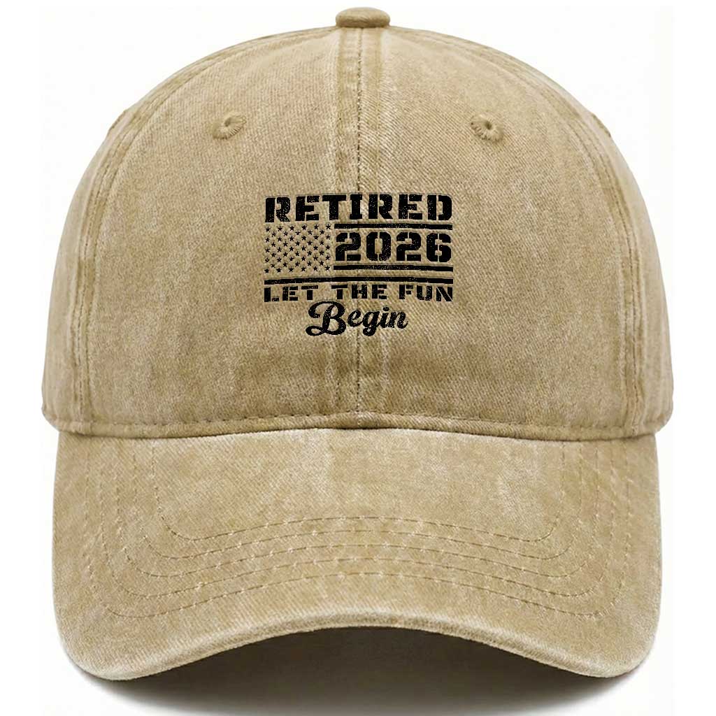 Retirement 2026 Washed Cotton Baseball Cap Cool Retired Gift American Flag TS10 Print Your Wear