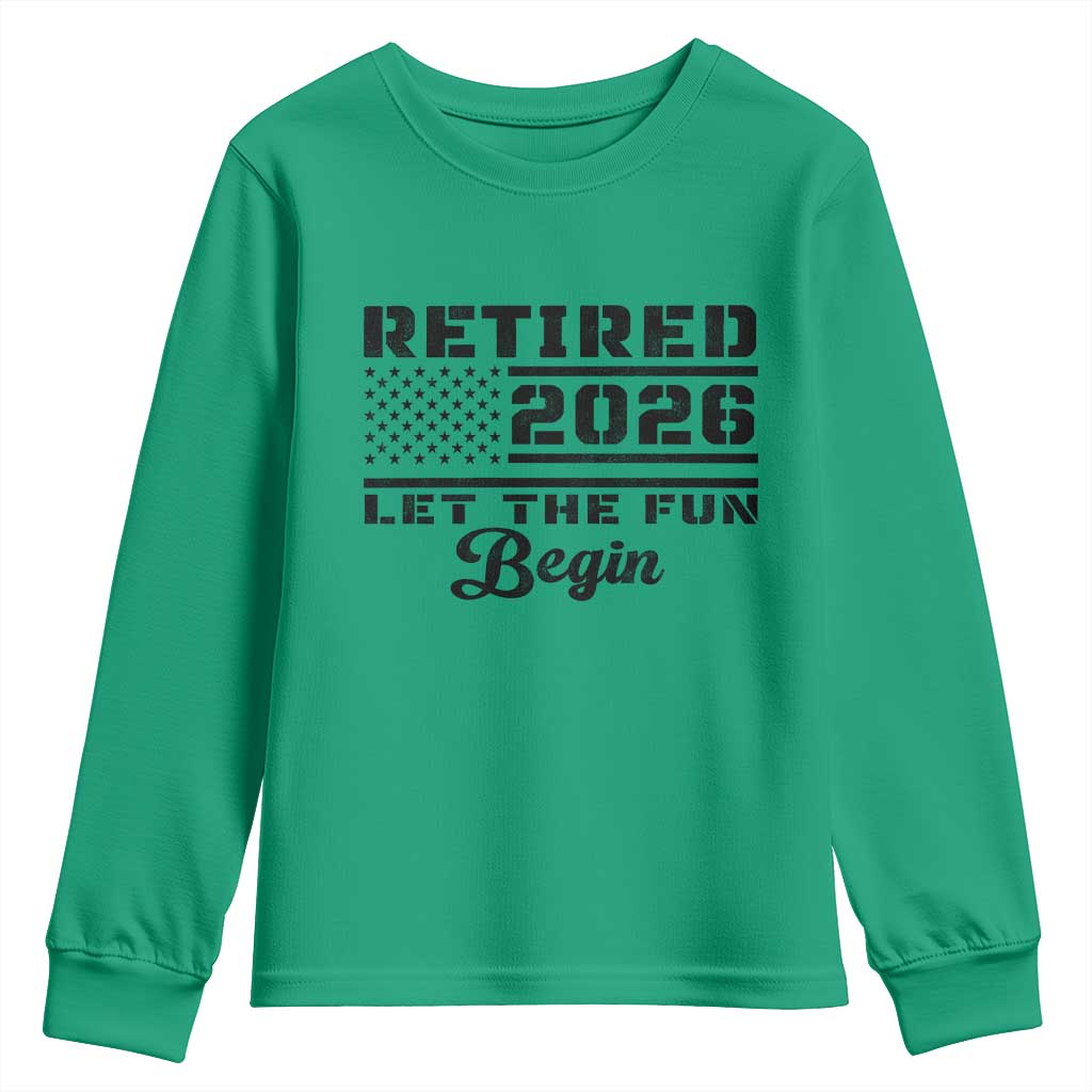 Retirement 2026 Youth Sweatshirt Cool Retired Gift American Flag TS10 Irish Green Print Your Wear