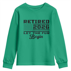 Retirement 2026 Youth Sweatshirt Cool Retired Gift American Flag TS10 Irish Green Print Your Wear