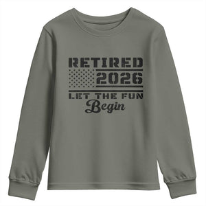Retirement 2026 Youth Sweatshirt Cool Retired Gift American Flag TS10 Military Green Print Your Wear