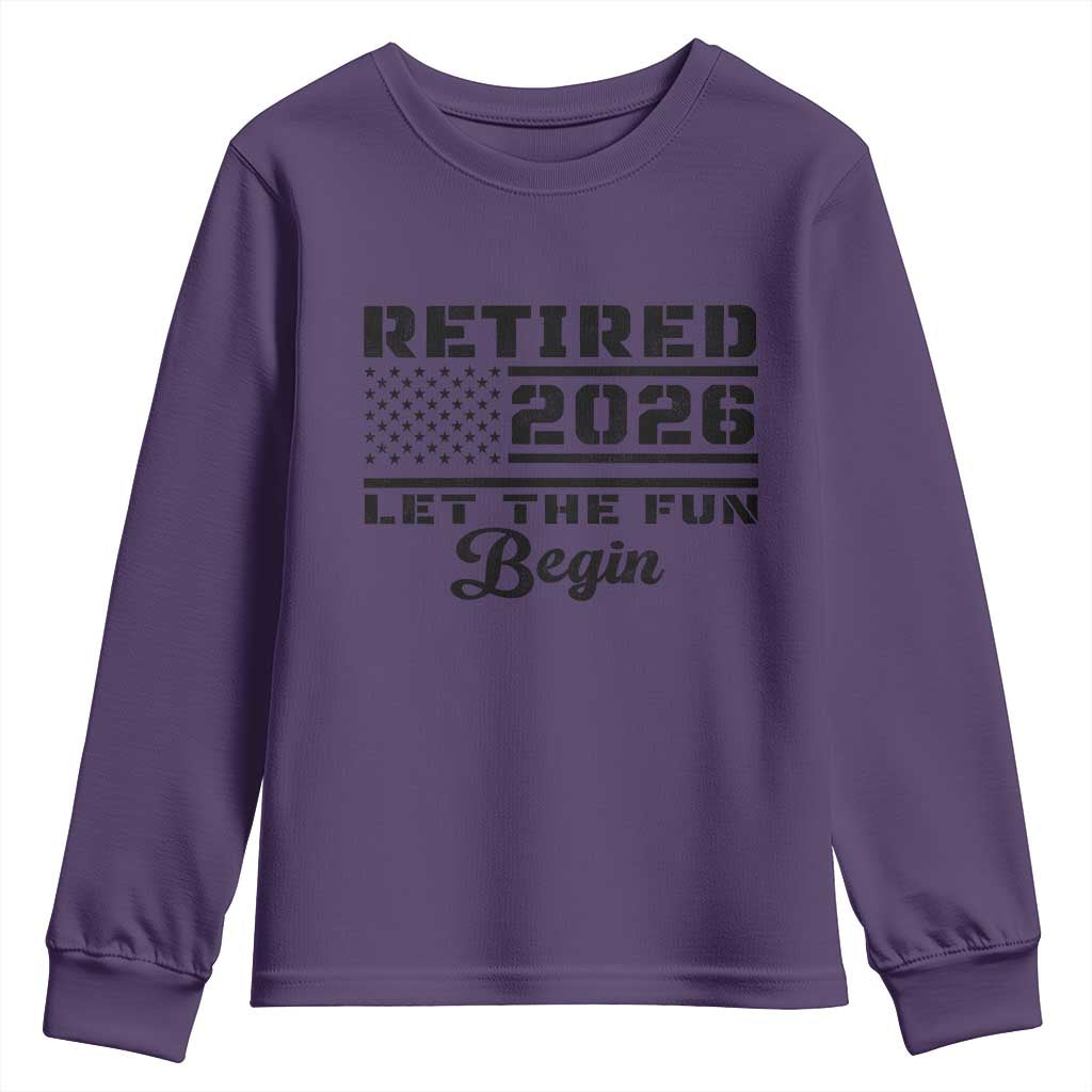 Retirement 2026 Youth Sweatshirt Cool Retired Gift American Flag TS10 Purple Print Your Wear