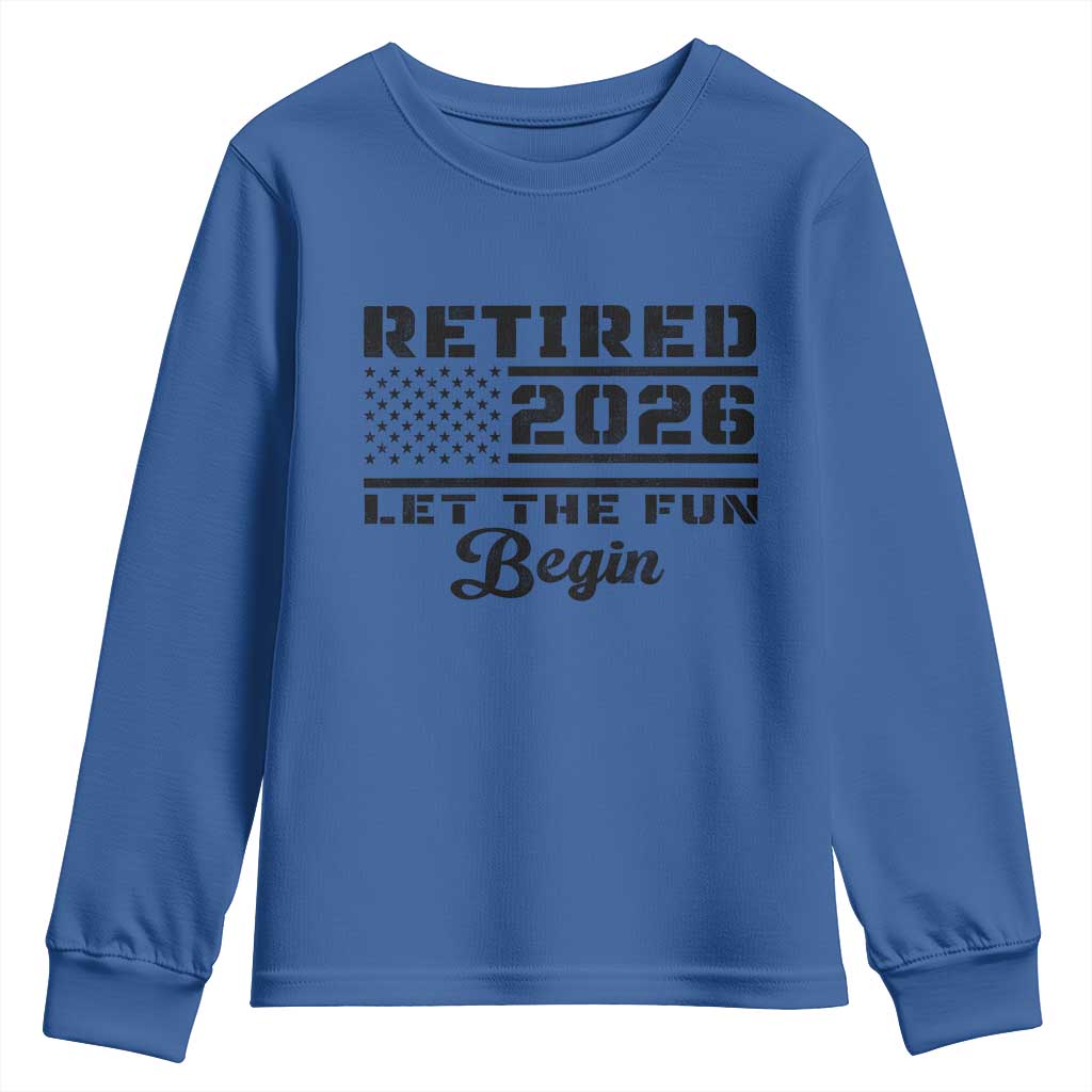 Retirement 2026 Youth Sweatshirt Cool Retired Gift American Flag TS10 Royal Blue Print Your Wear