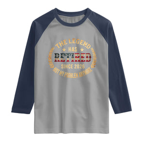 Retirement Gifts For Men 2026 Raglan Shirt The Legend Has Retired Retired Not My Problems Anymore US Flag TS10 Sport Gray Navy Print Your Wear