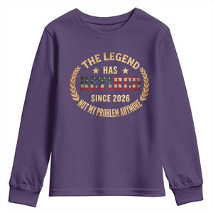 Retirement Gifts For Men 2026 Youth Sweatshirt The Legend Has Retired Retired Not My Problems Anymore US Flag TS10 Purple Print Your Wear