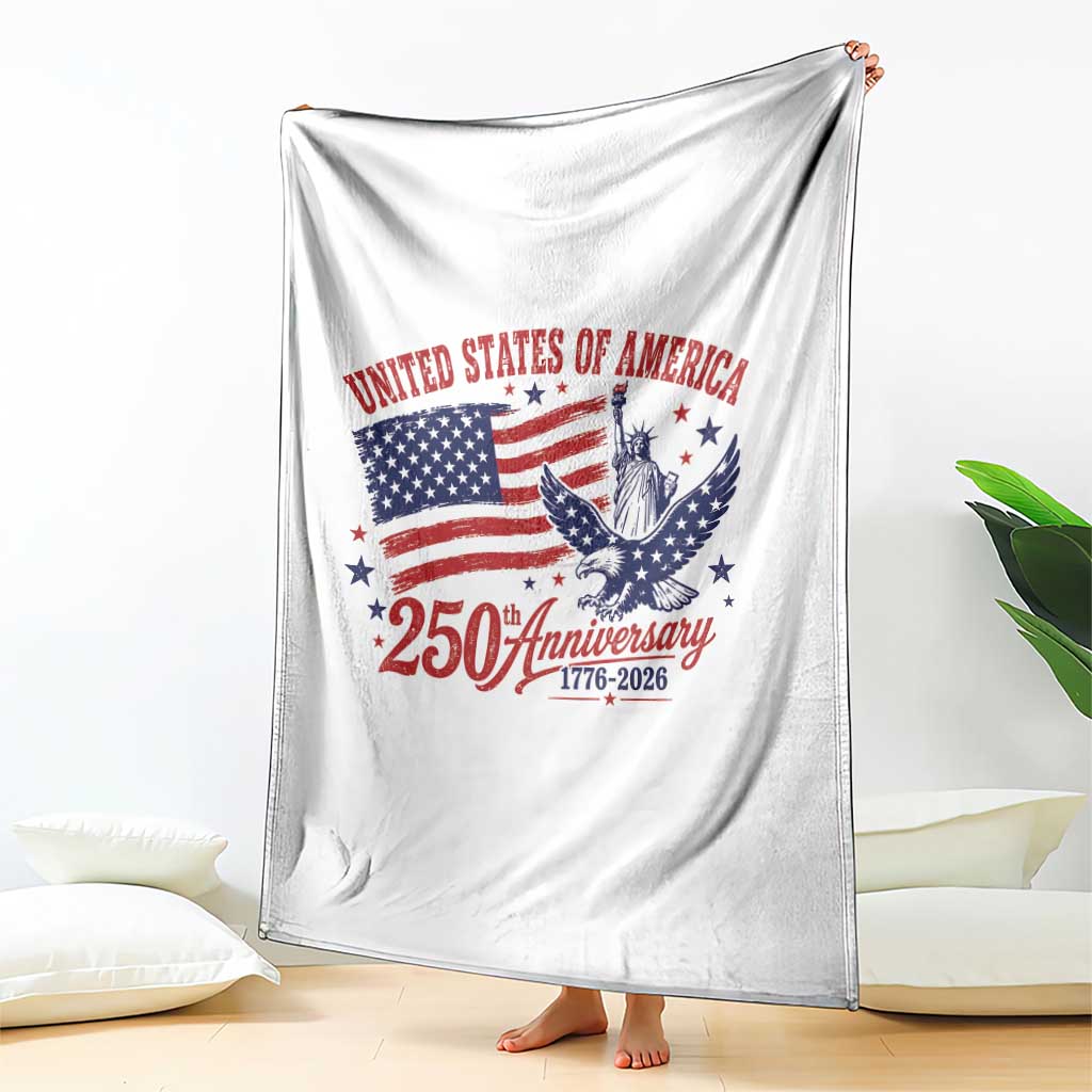 USA 250th Anniversary Throw Blanket Land Of The Free USA Patriotic 1776 2026 Statue Of Liberty Eagle Flag TS10 Print Your Wear