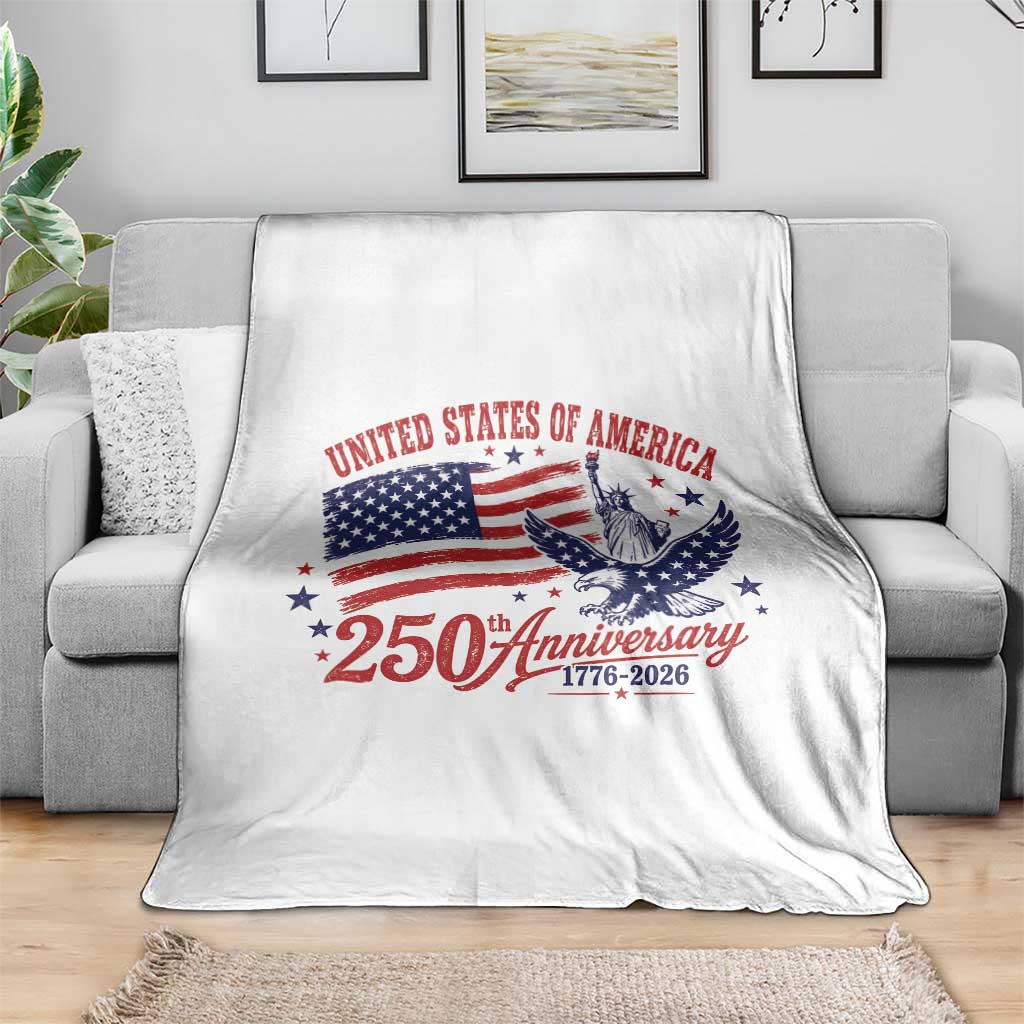 USA 250th Anniversary Throw Blanket Land Of The Free USA Patriotic 1776 2026 Statue Of Liberty Eagle Flag TS10 Print Your Wear