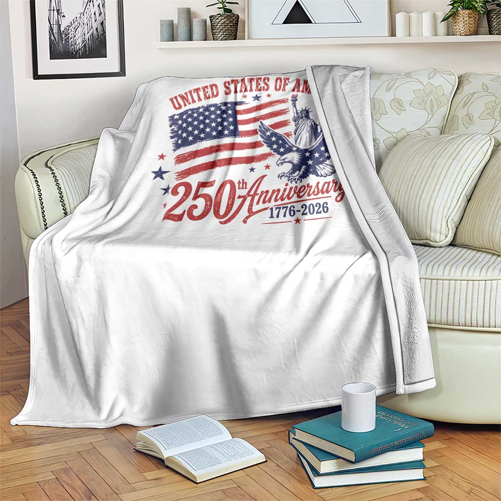 USA 250th Anniversary Throw Blanket Land Of The Free USA Patriotic 1776 2026 Statue Of Liberty Eagle Flag TS10 Print Your Wear