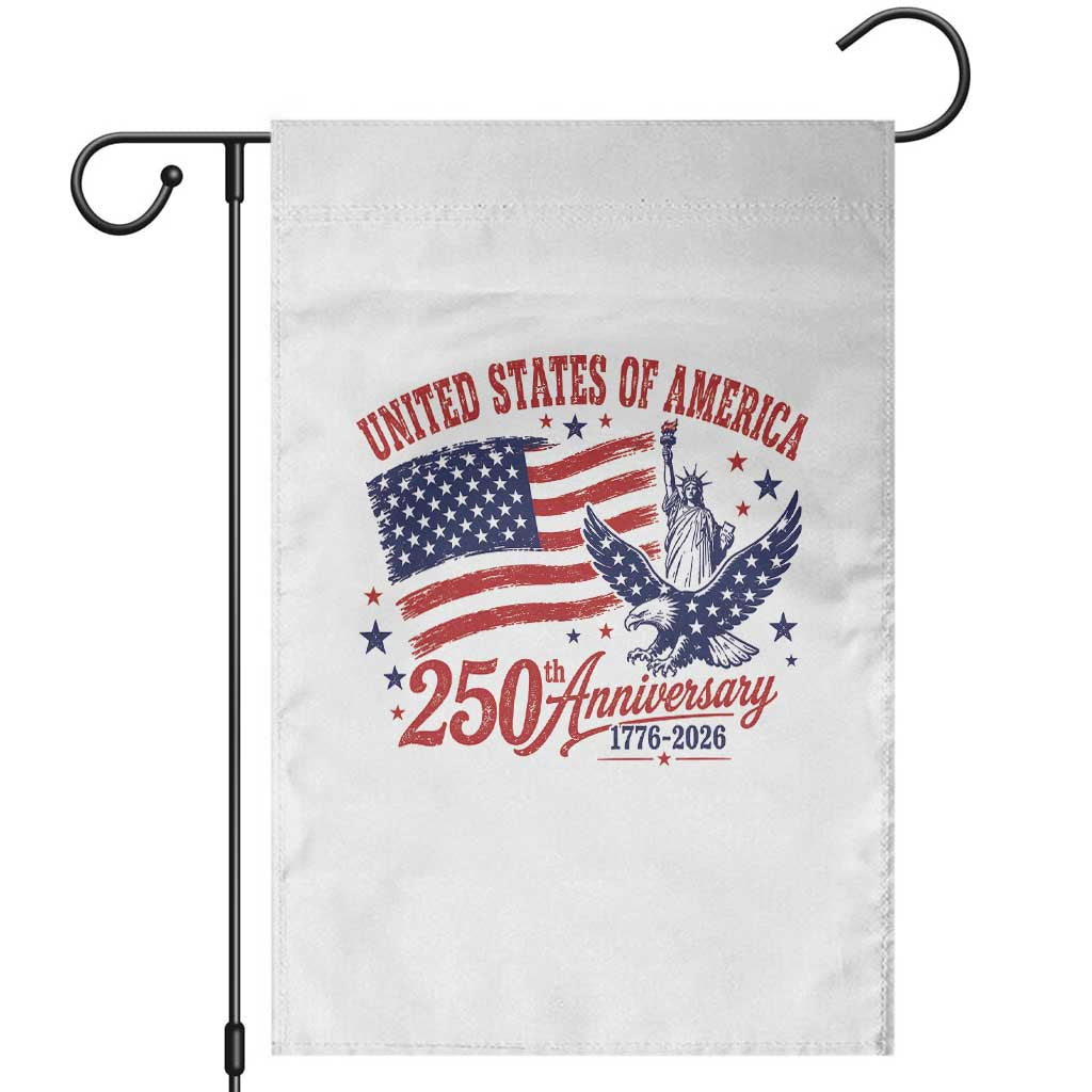 USA 250th Anniversary Garden Flag Land Of The Free USA Patriotic 1776 2026 Statue Of Liberty Eagle Flag TS10 White Print Your Wear